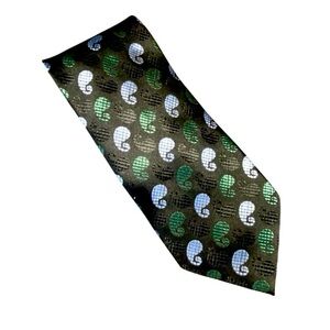 GIORGIO ARMANI Silk Neck Tie Black Green Blue Paisley Pattern Elegant